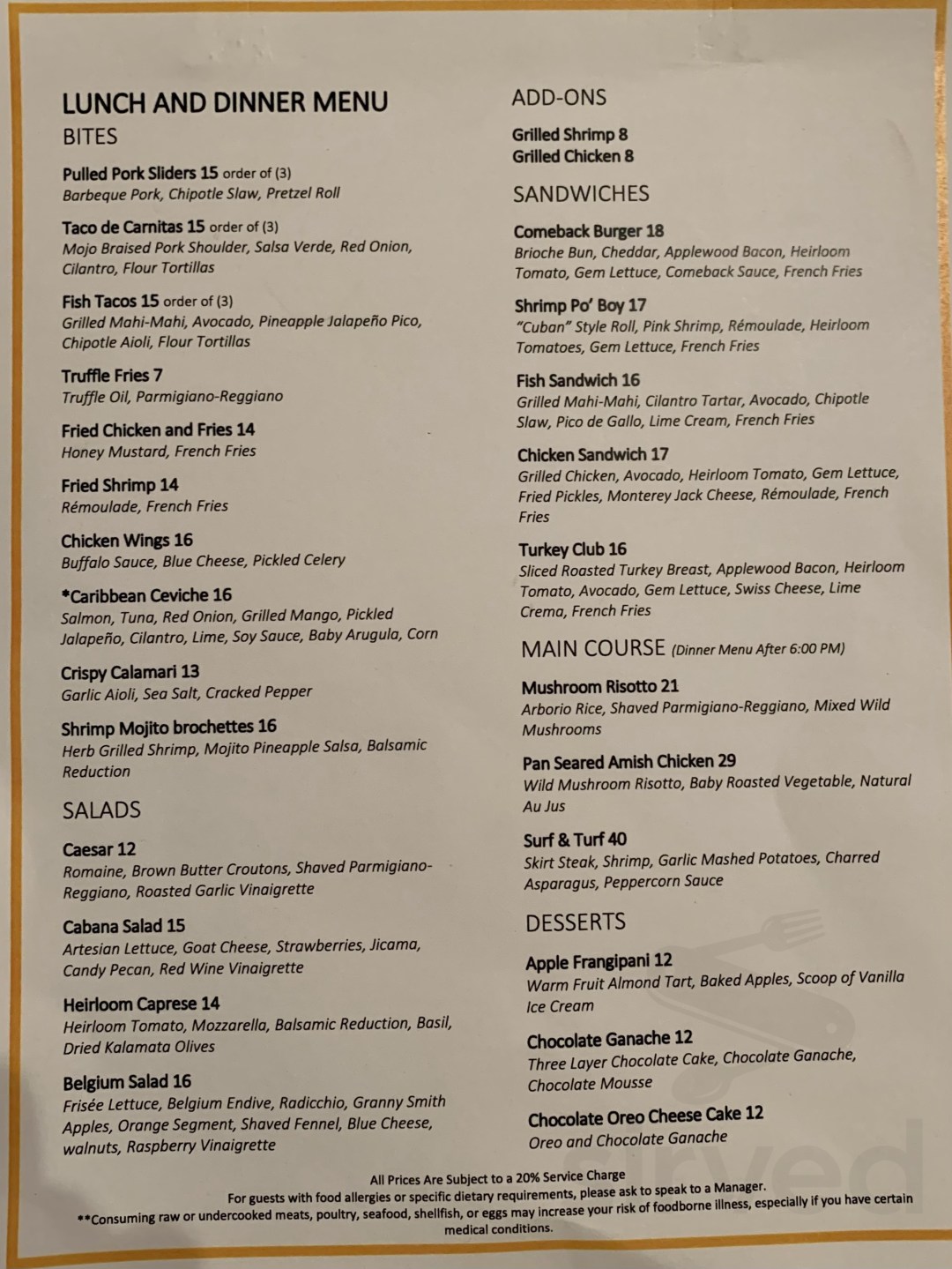 Picture of: Allison Bar menu in Miami Beach, Florida, USA