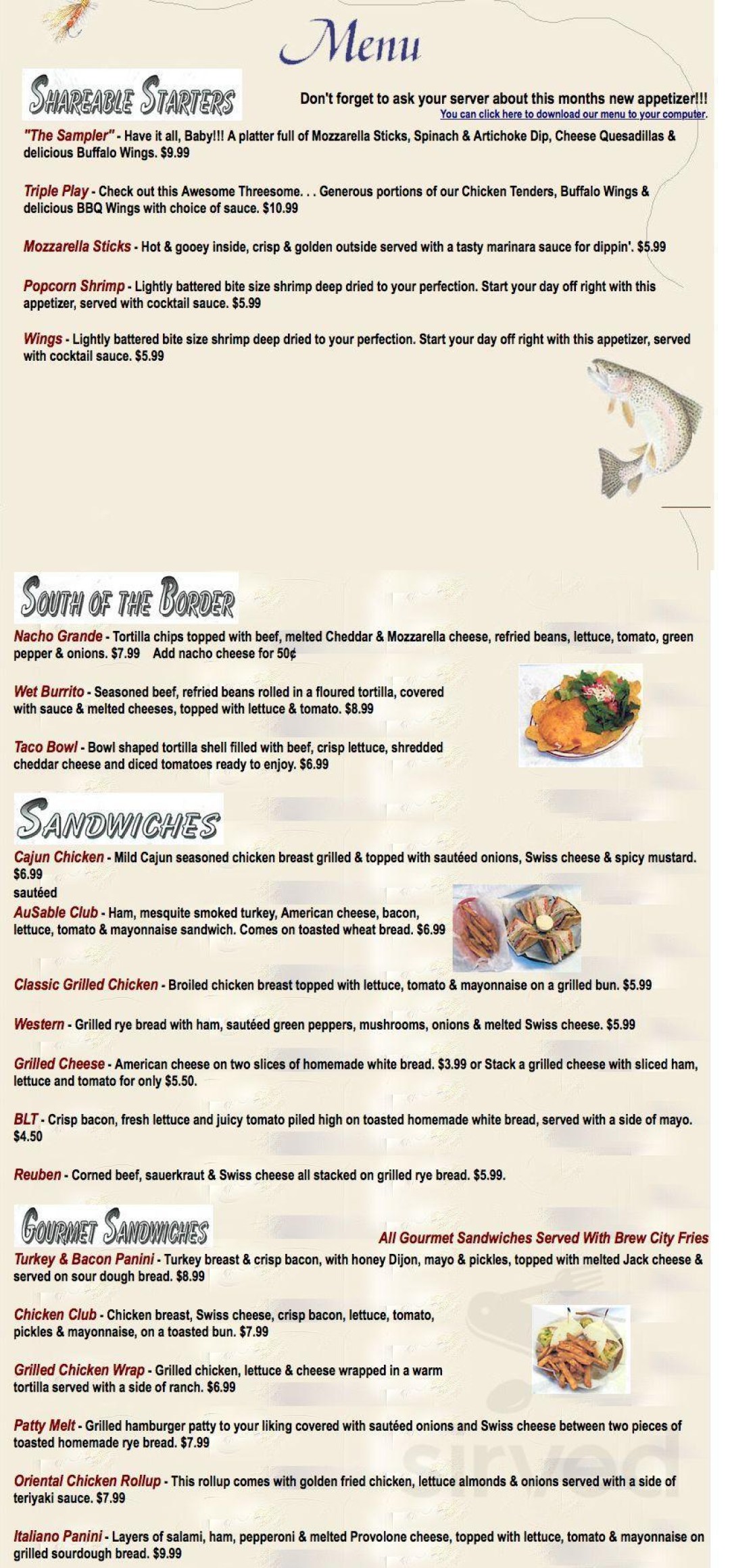 Picture of: Ausable River Restaurant menu in Mio, Michigan, USA