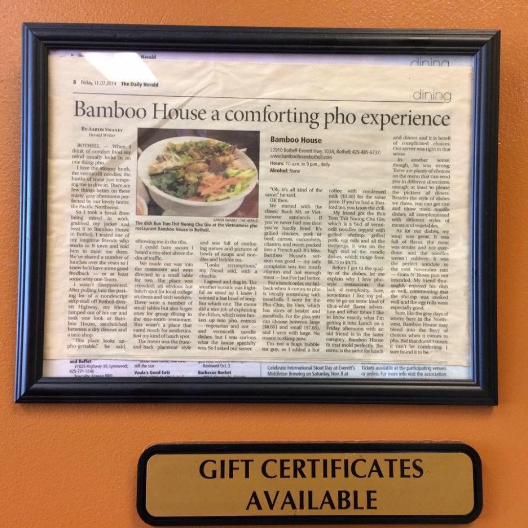 Picture of: Bamboo House Restaurant in Bothell – Restaurant menu and reviews