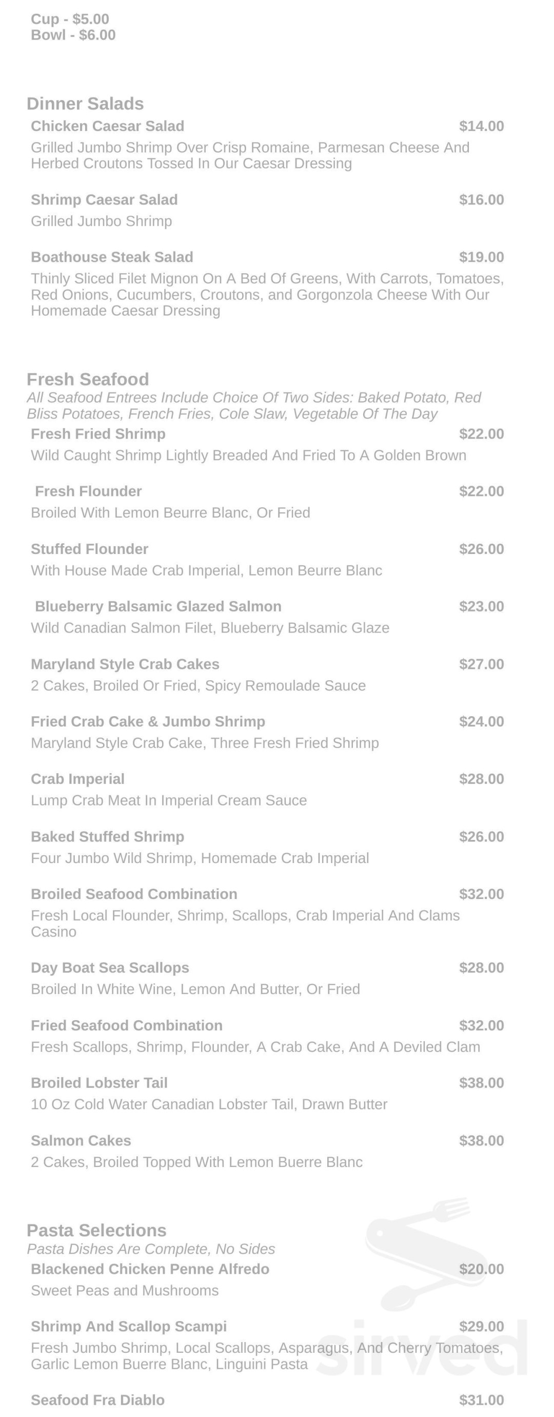 Picture of: Boathouse Restaurant menu in Wildwood, New Jersey, USA