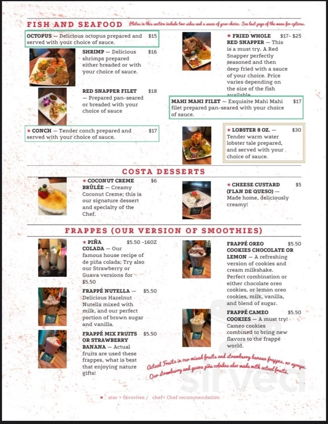 Picture of: CostaMar Seafood and Grill Restaurant menu in Killeen, Texas, USA
