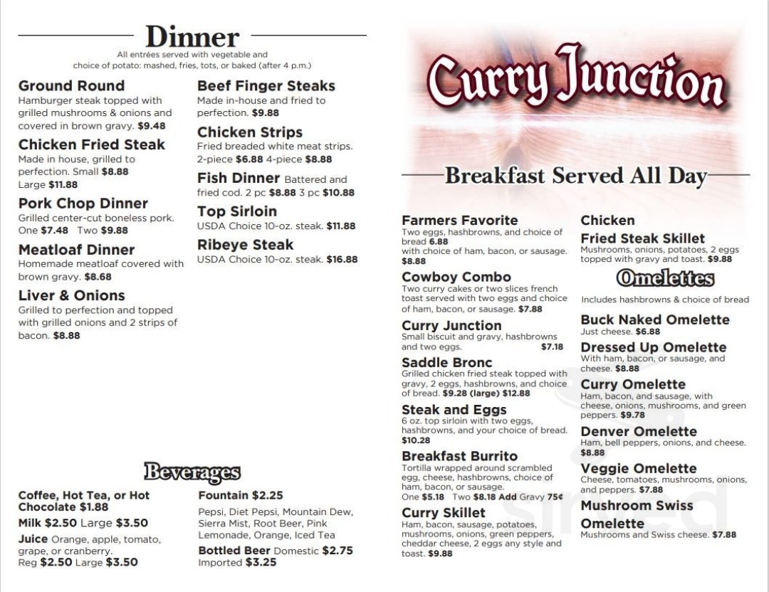 Picture of: Curry Junction Restaurant menu in Filer, Idaho, USA