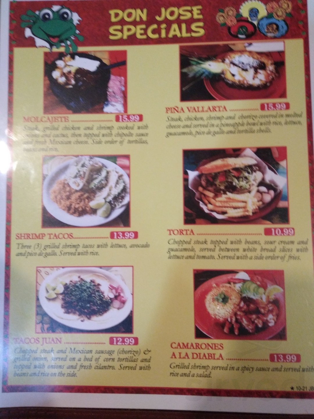 Picture of: Don Jose Mexican Restaurant menu in Jonesboro, Arkansas, USA