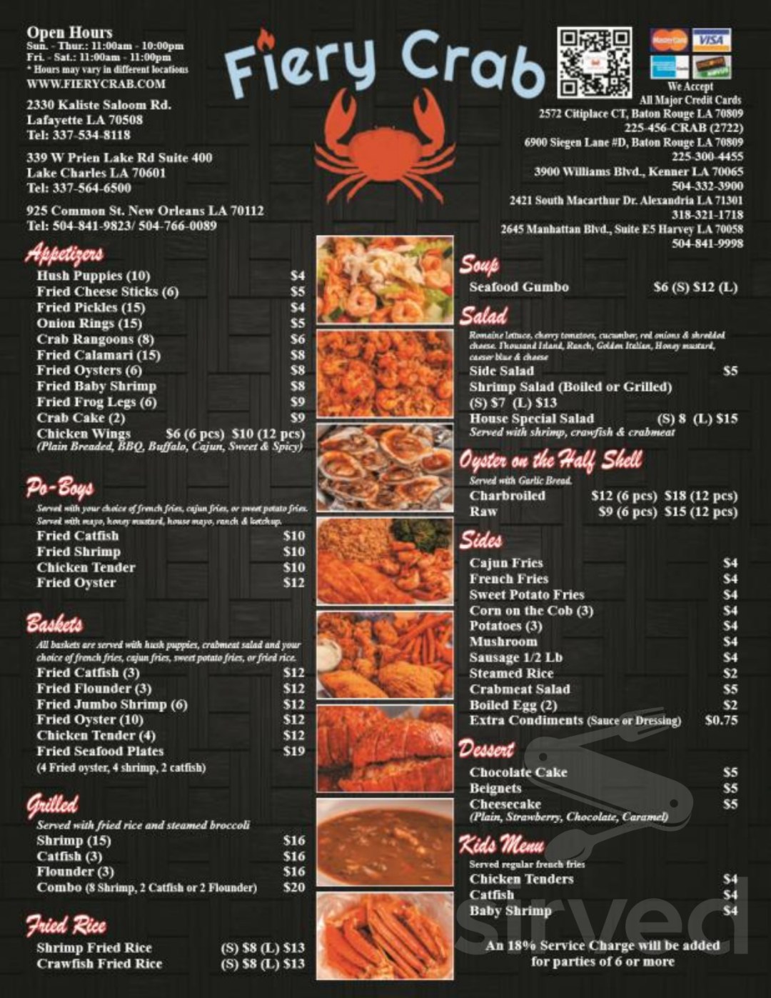 Picture of: Fiery Crab Seafood Restaurant And Bar menu in Harvey, Louisiana, USA