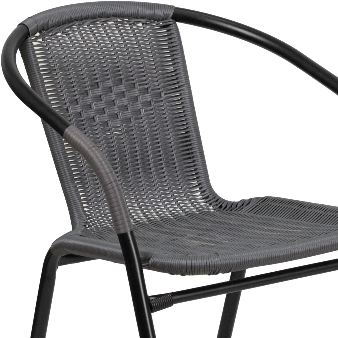 Picture of: Flash Furniture  Pack Gray Rattan Indoor-Outdoor Restaurant Stack Chair