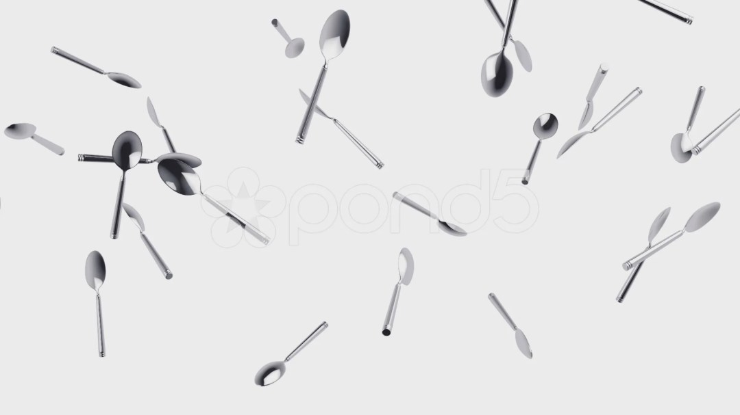 Picture of: Flying spoons. Looping. Alpha channel is included.