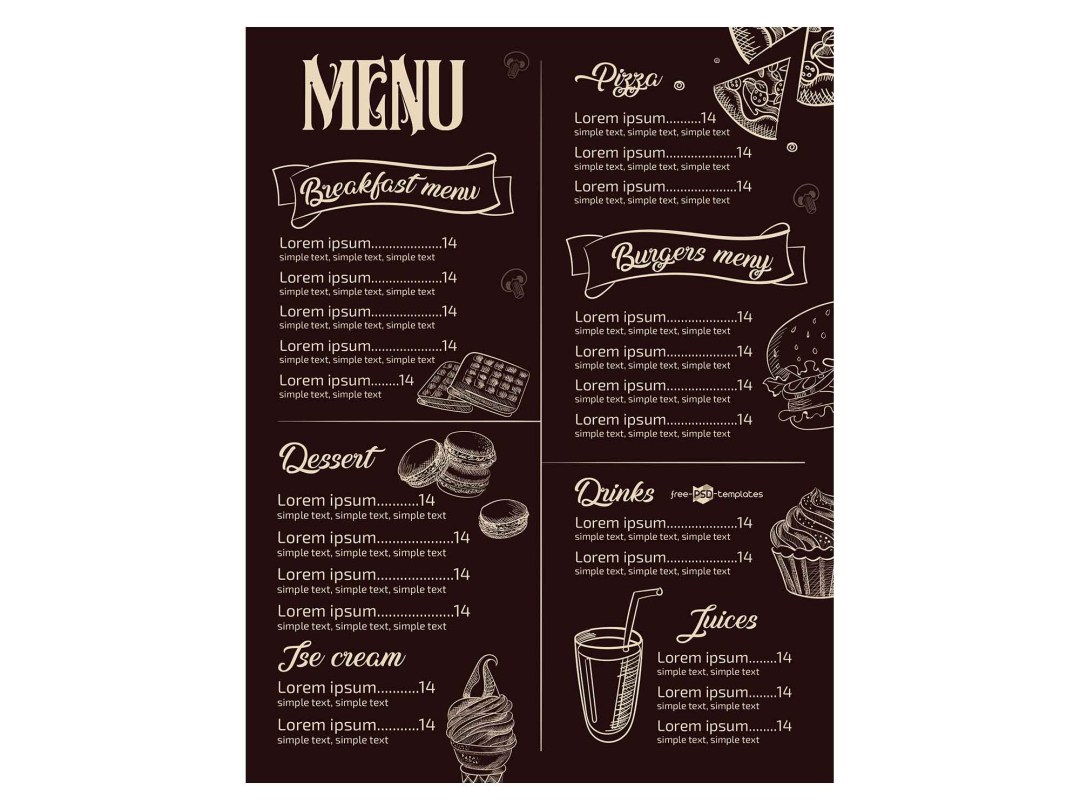 Picture of: Free Restaurant Menu Template (PSD)