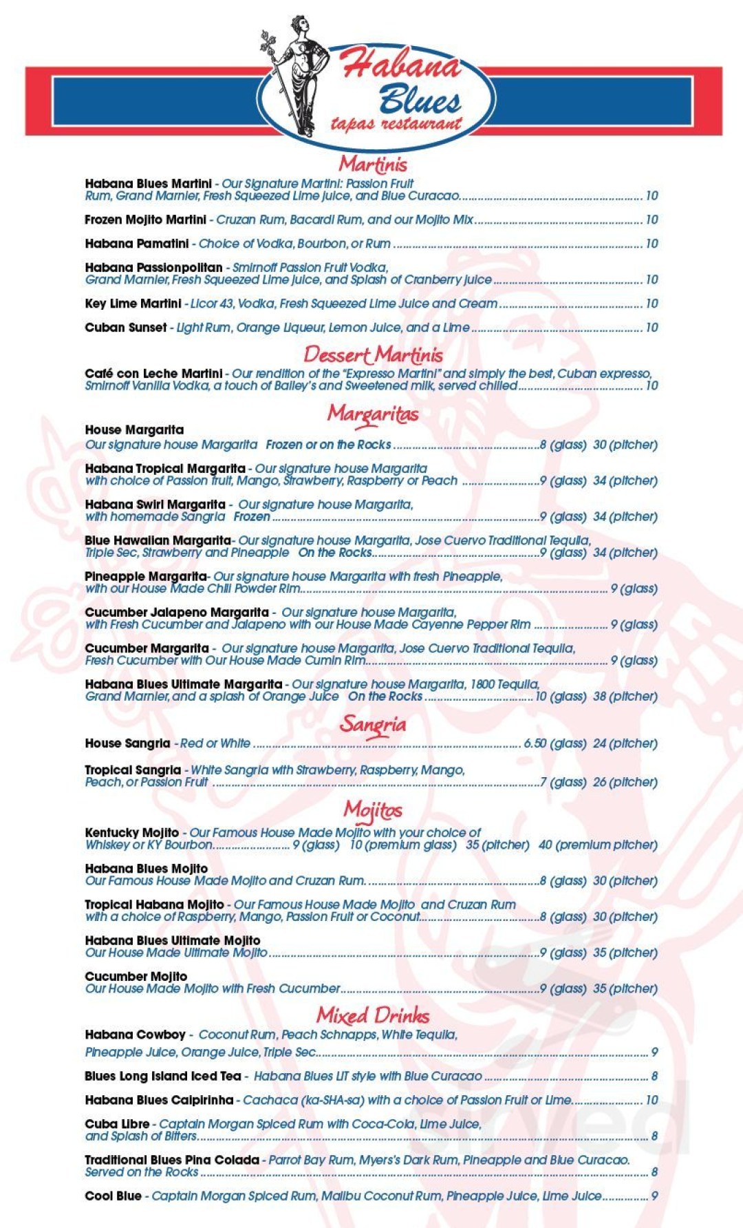 Picture of: Habana Blues Restaurant and Lounge menu in Louisville, Kentucky, USA