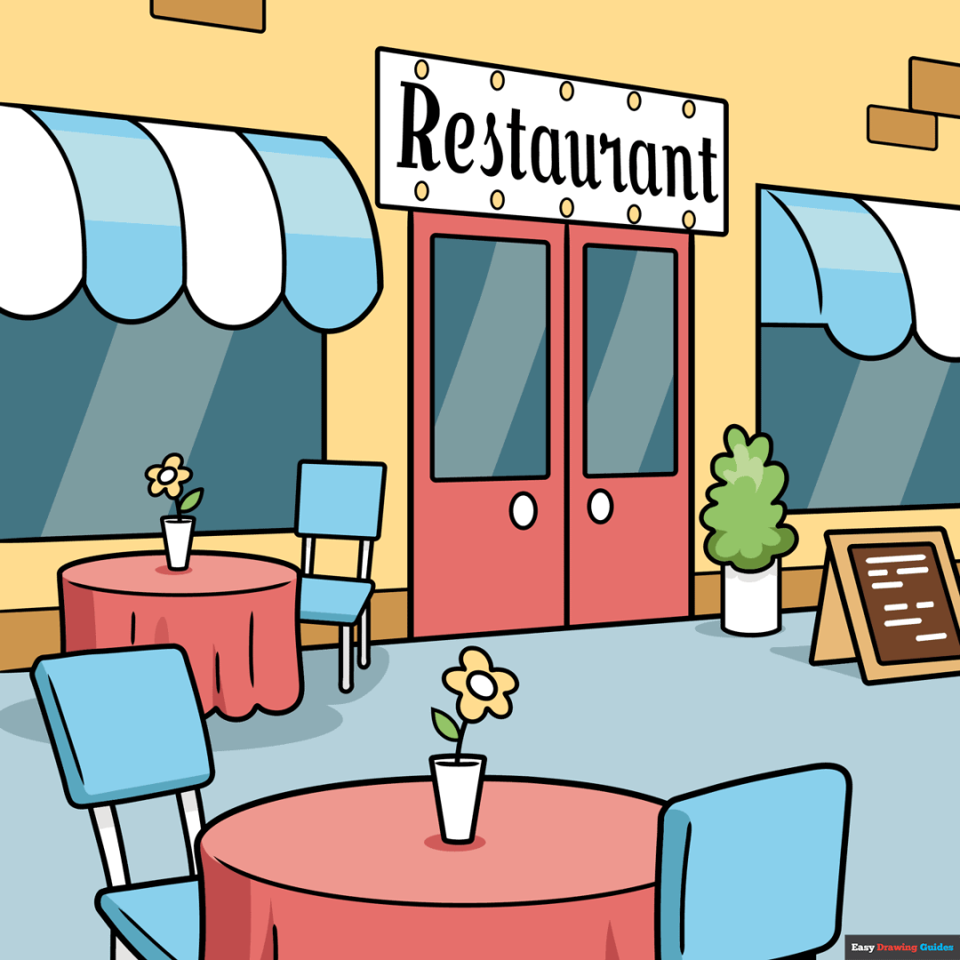 Picture of: How to Draw a Restaurant – Really Easy Drawing Tutorial