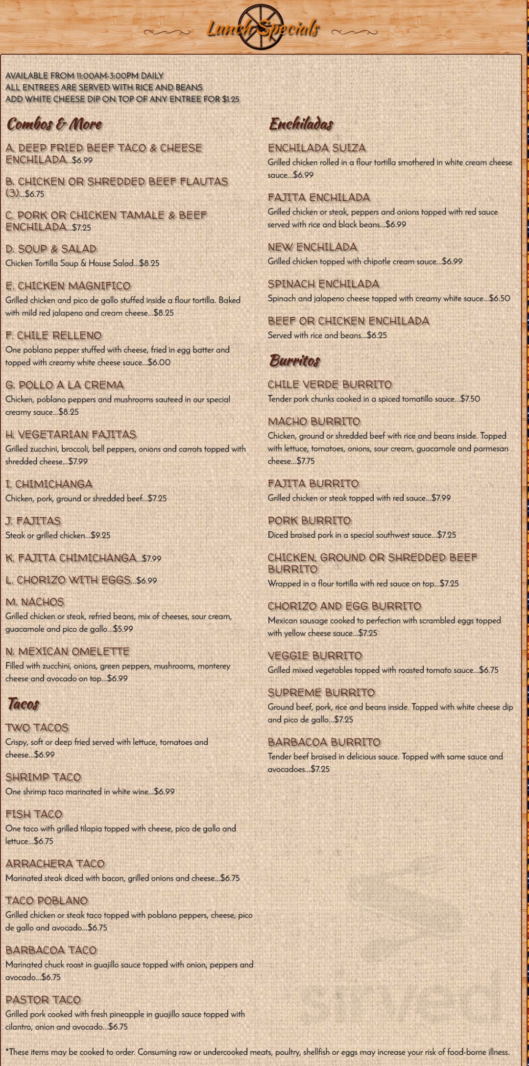 Picture of: La Carreta Mexican Restaurant menu in Lansing, Kansas, USA