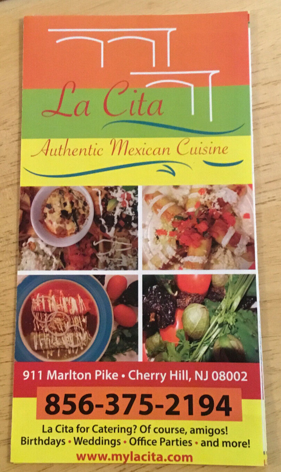 Picture of: La Cita Authentic Mexican Cuisine Restaurant Menu Ephemera Cherry Hill NJ  Foodie