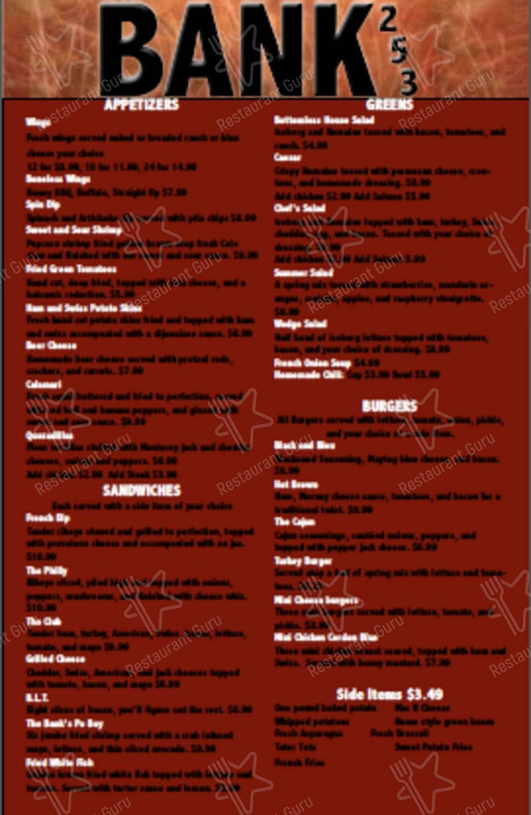 Picture of: Menu at BANK  Restaurant and Nightlife, Pikeville