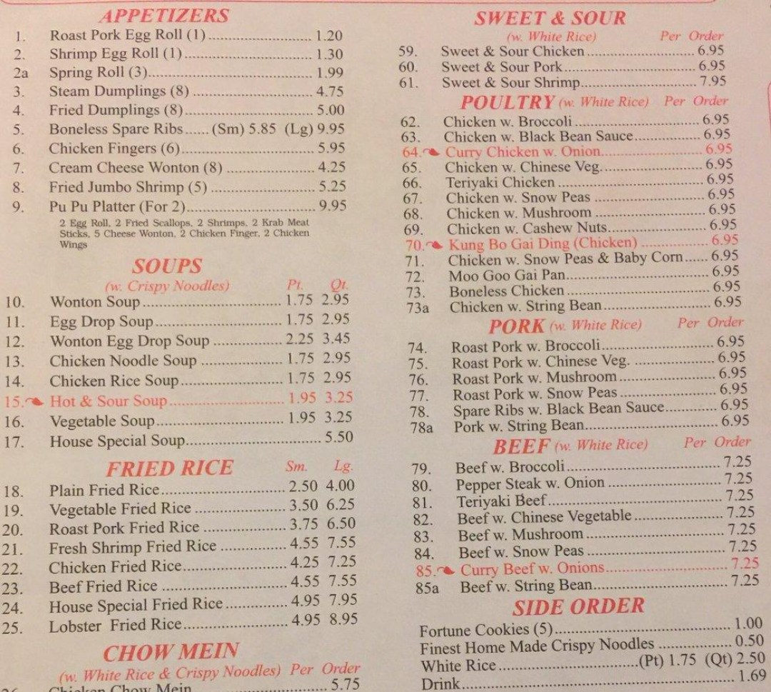 Picture of: Menu at Jin Jin Chinese Restaurant, Crestview