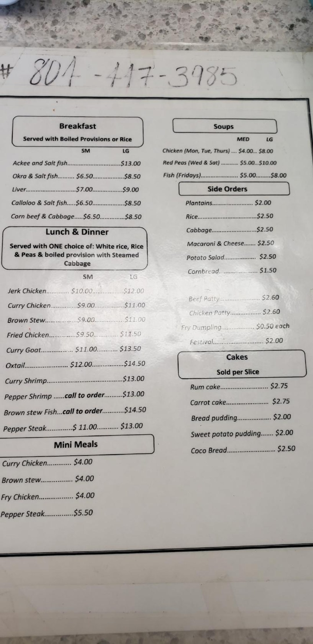 Picture of: Menu at Kristine’s Jamaican Takeout Restaurant, Richmond