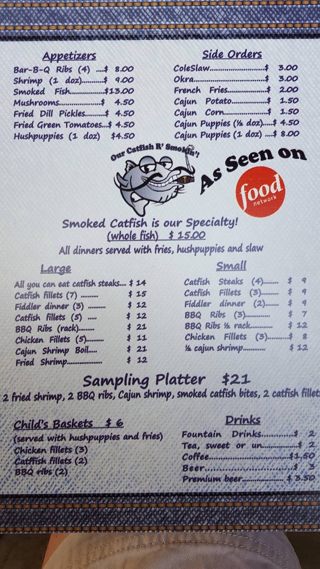 Picture of: Menu at Pickwick Catfish Farm Restaurant, Counce
