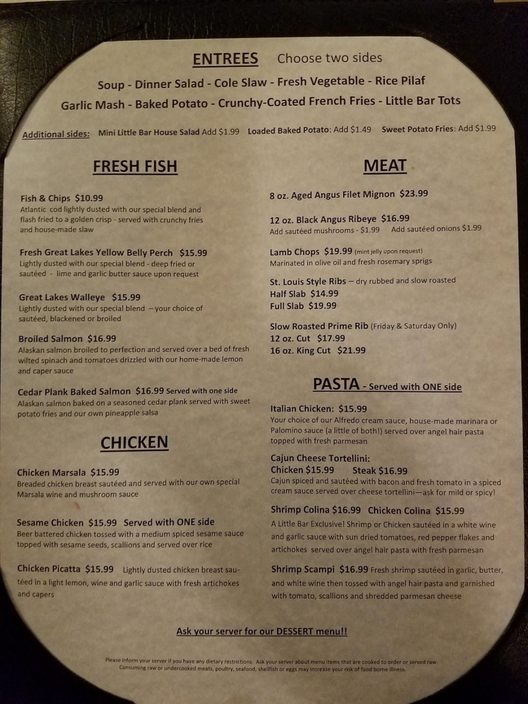 Picture of: Menu at The Little Bar Restaurant of Marine City, Marine City