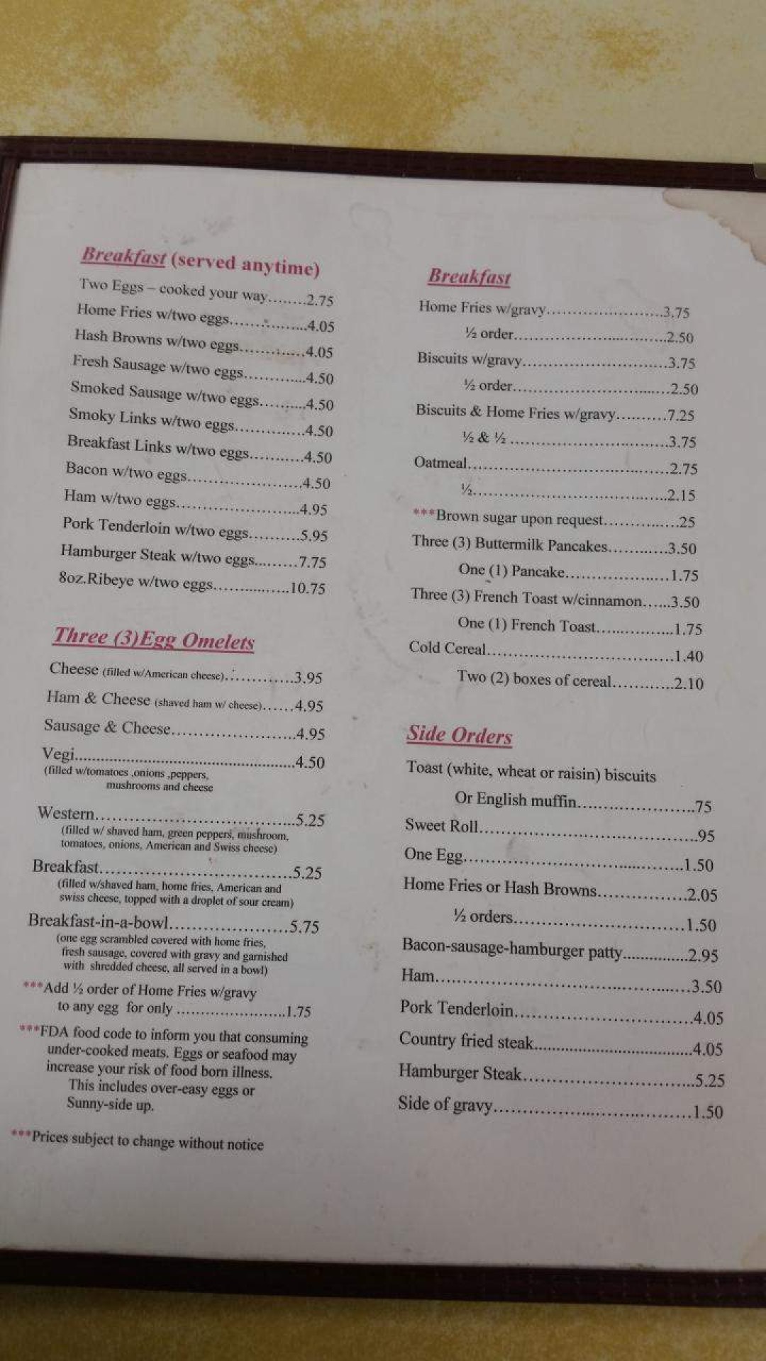 Picture of: Menu of Jinny’s Cafe in Bryant, IN