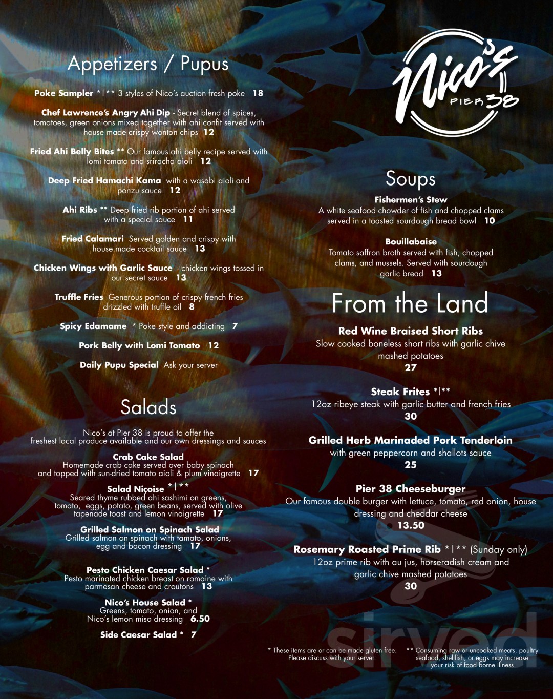 Picture of: Nico’s Pier  menu in Honolulu, Hawaii, USA