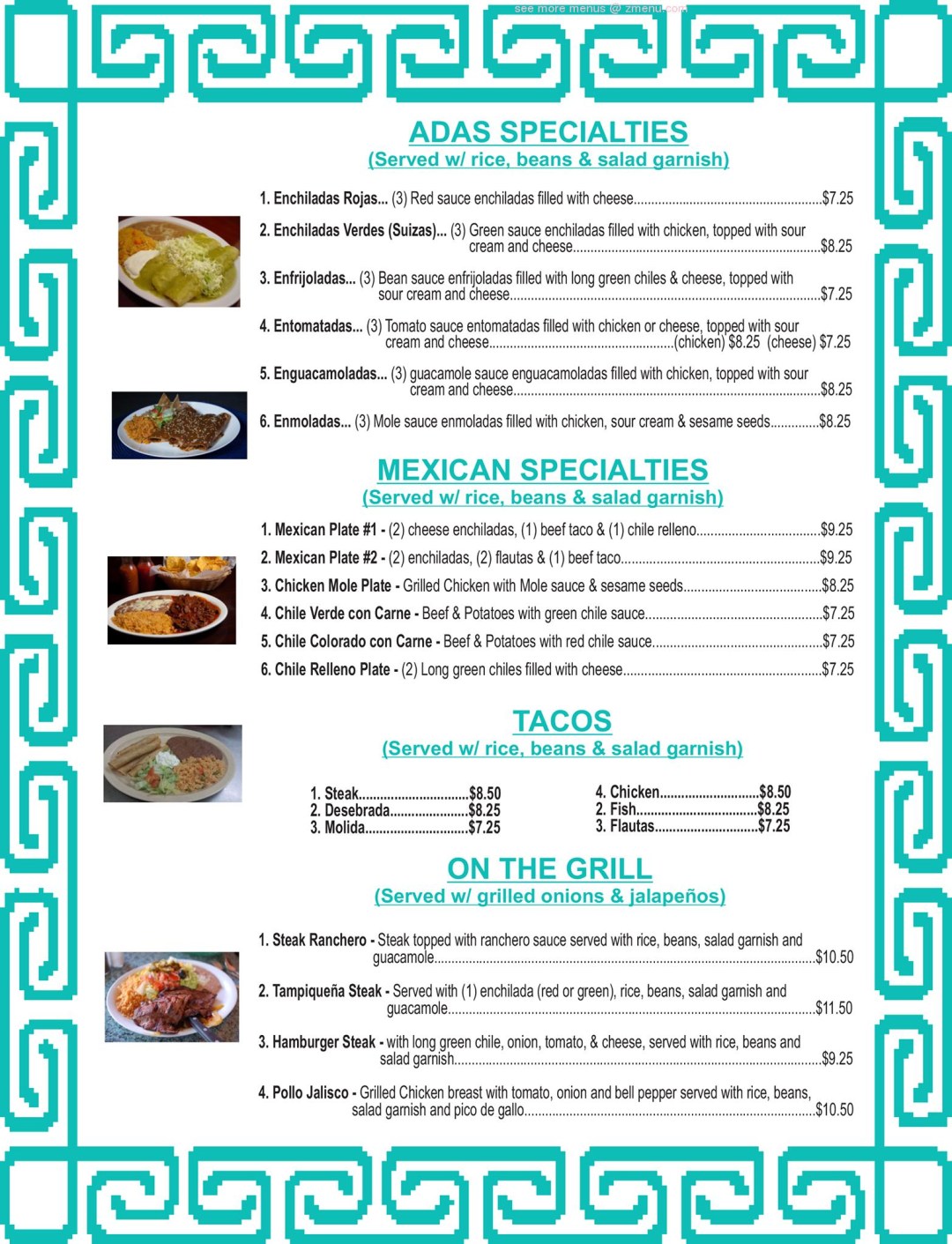 Picture of: Online Menu of Adas Mexican Restaurant Restaurant, El Paso, Texas