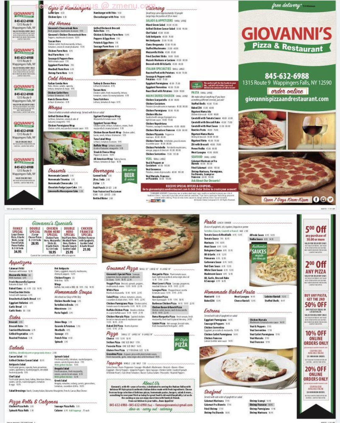 Picture of: Online Menu of Giovannis Pizza & Restaurant Restaurant, Wappingers