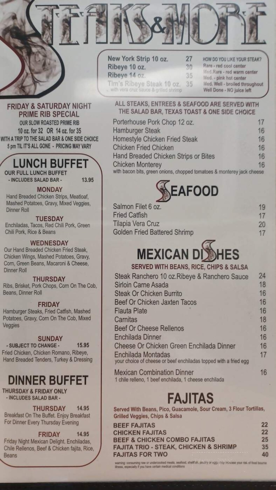 Picture of: Online Menu of Smoke House Restaurant, Perryton, TX