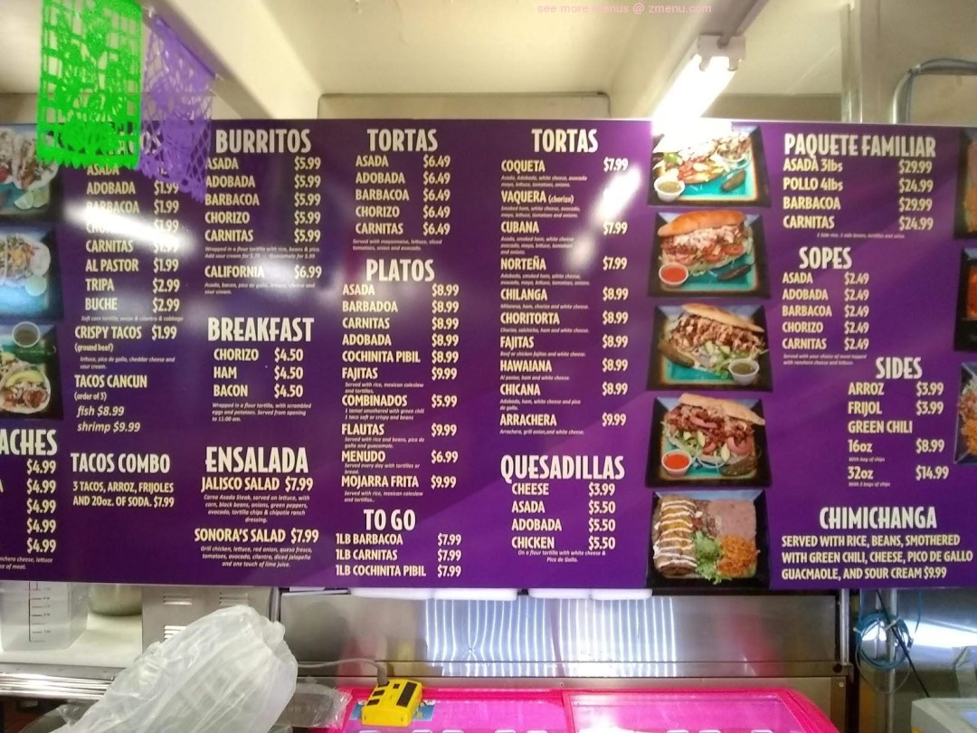 Picture of: Online Menu of Sonoras Meat Market & Restaurant Restaurant, Pueblo
