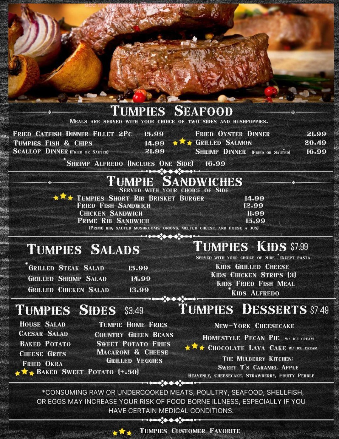 Picture of: Online Menu of Tumpies Steak And Seafood Restaurant, East Dublin
