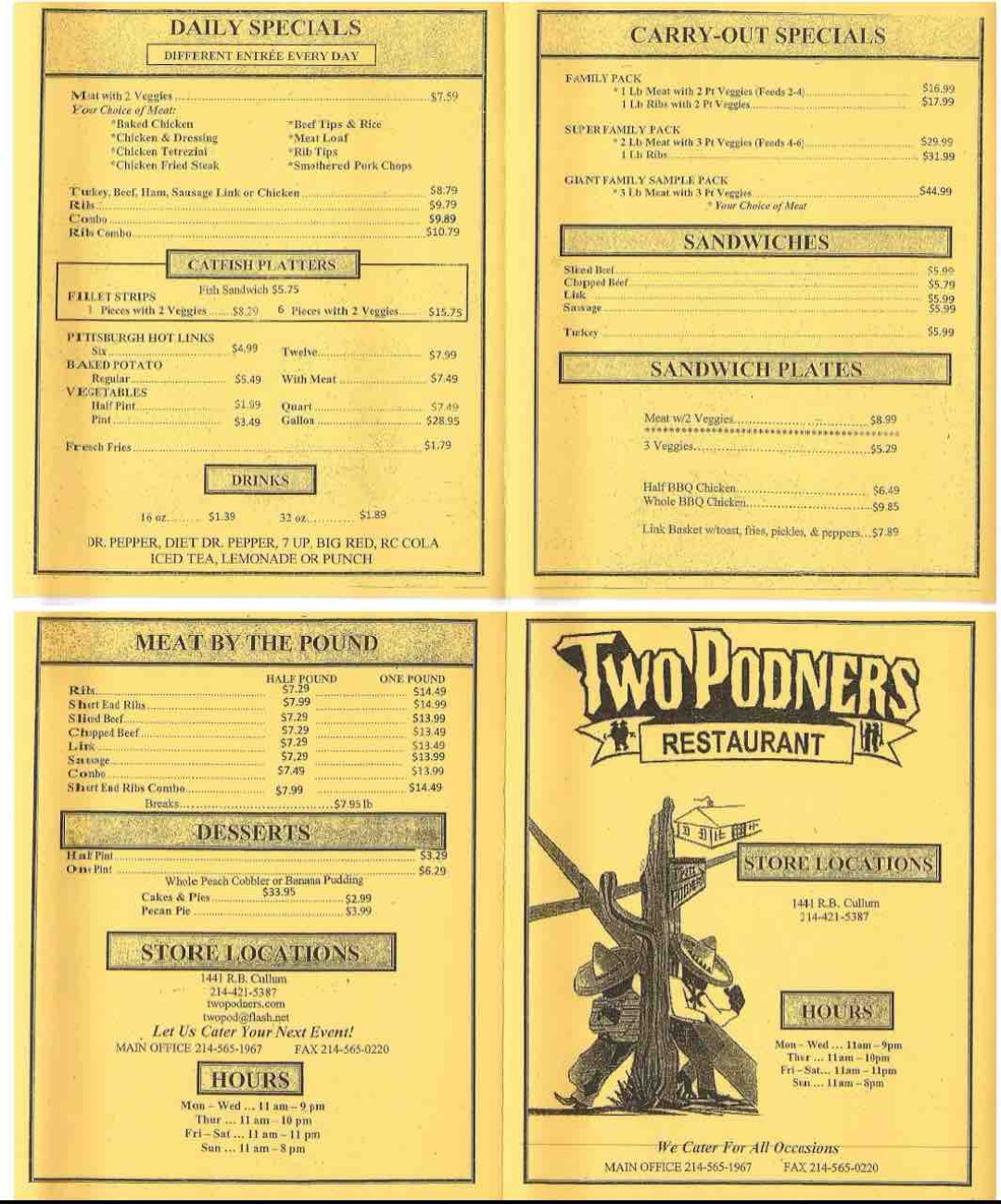 Picture of: Online Menu of Two Podners Bar-B-Q & Seafood Restaurant, Dallas