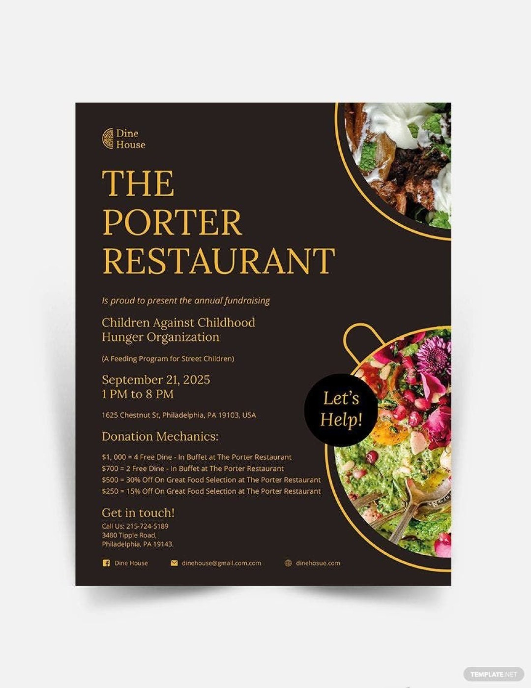 Picture of: Restaurant Fundraising Flyer Template – Google Docs, Illustrator