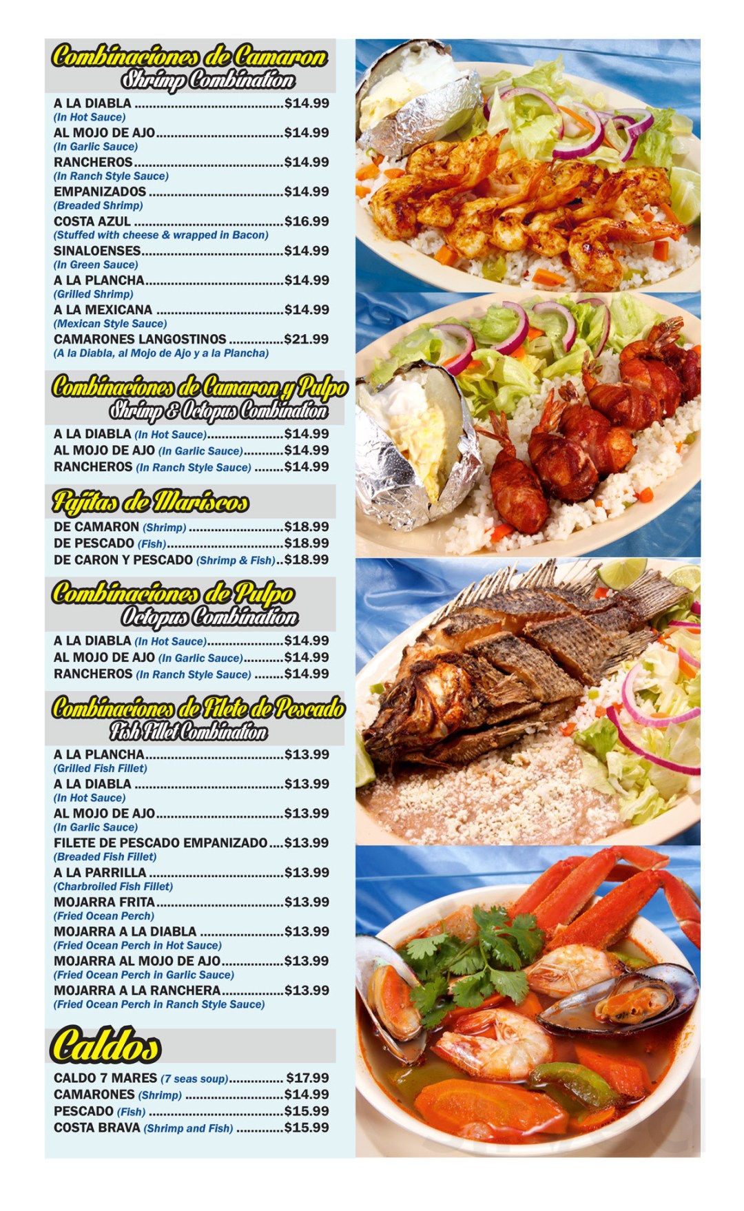 Picture of: Sol Y Mar Mariscos Restaurant Paramount menu in Paramount