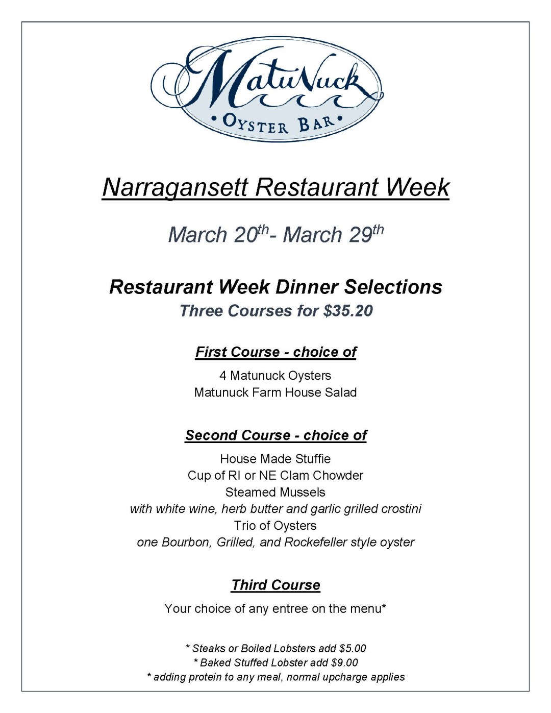 Picture of: Spring Restaurant Week Menus – Narragansett Chamber of Commerce
