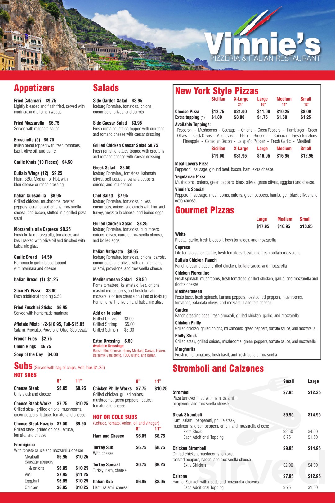Picture of: Vinnie’s Pizzeria and Italian Restaurant menu in Winston-Salem