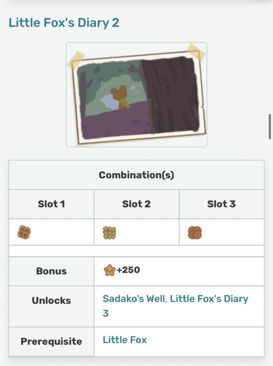 Picture of: What is the right combo for little fox diary ? When viewed it