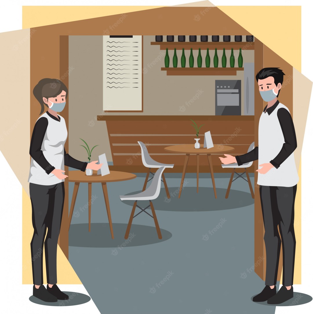 Picture of: Butler und kellner begrüßen kunden an der haustür des restaurants