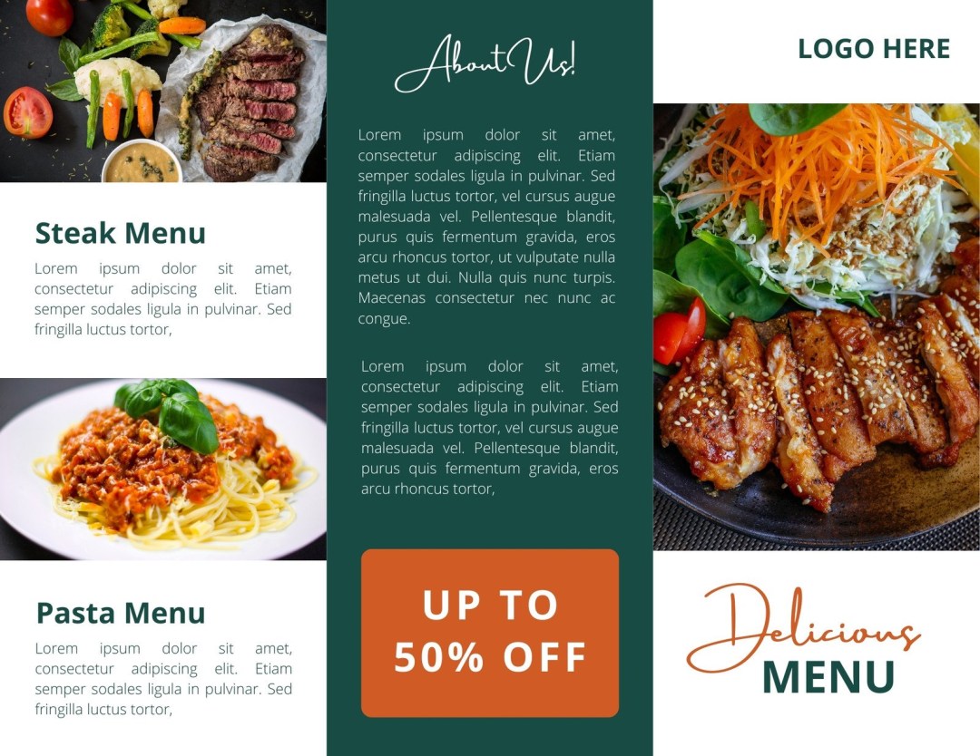 Picture of: Free custom printable restaurant brochure templates  Canva