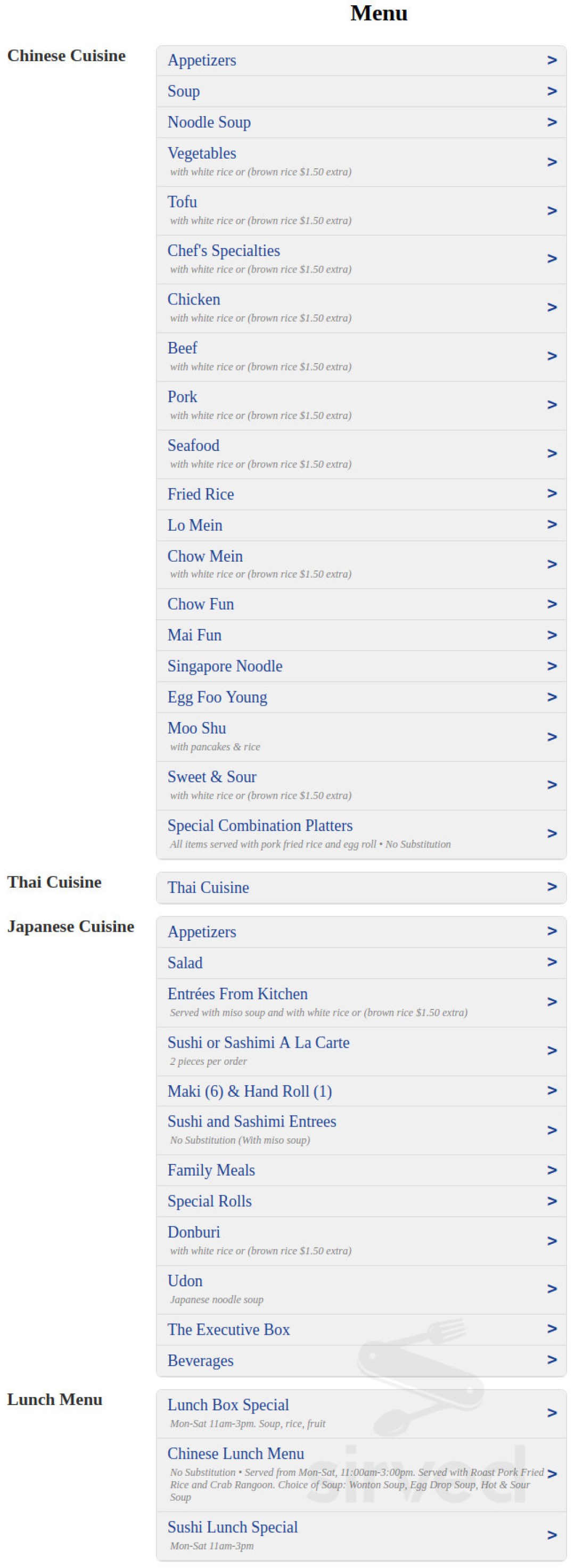Picture of: Ichiban Chinese & Japanese Restaurant menu in Albany, New York, USA
