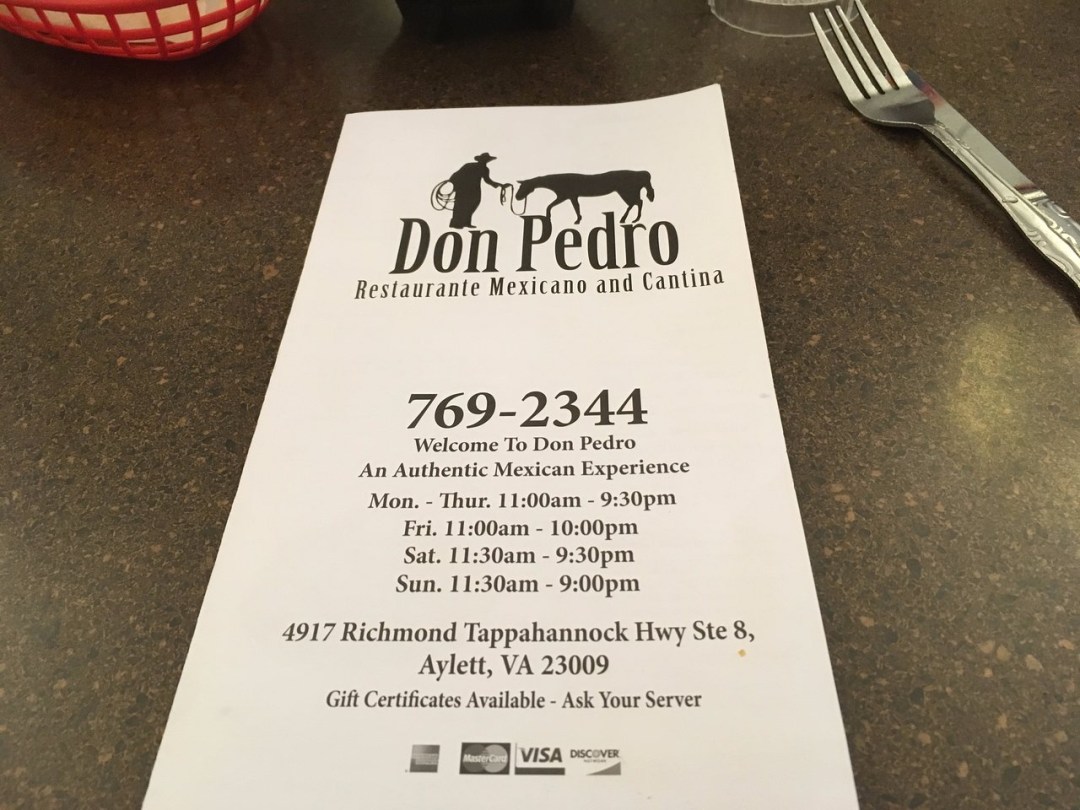 Picture of: Menu – Picture of Don Pedro Mexican Restaurant, Aylett – Tripadvisor