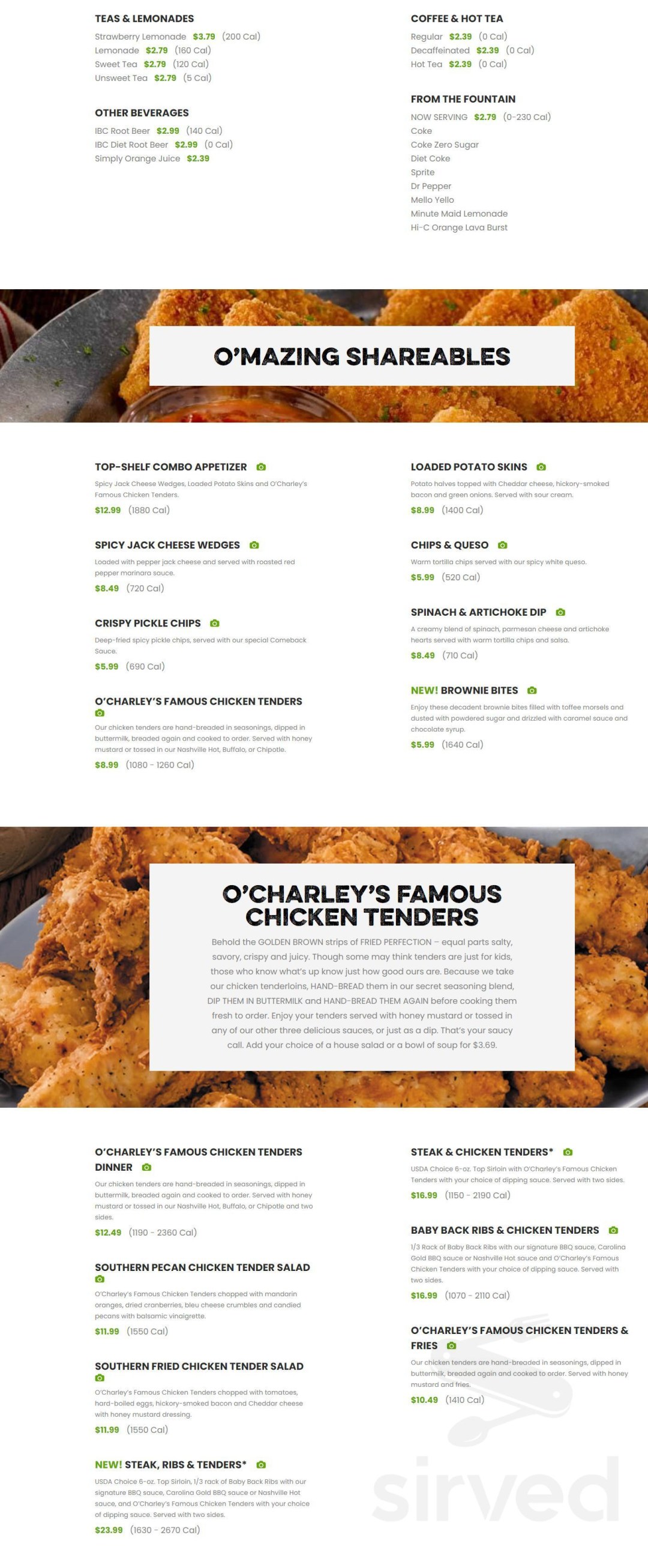 Picture of: O’Charley’s Restaurant & Bar menu in Bartlett, Tennessee, USA