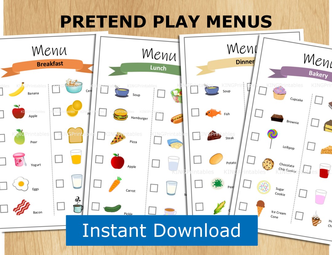 Picture of: Printable Pretend Play Restaurant Menus Preschool Kids – Etsy