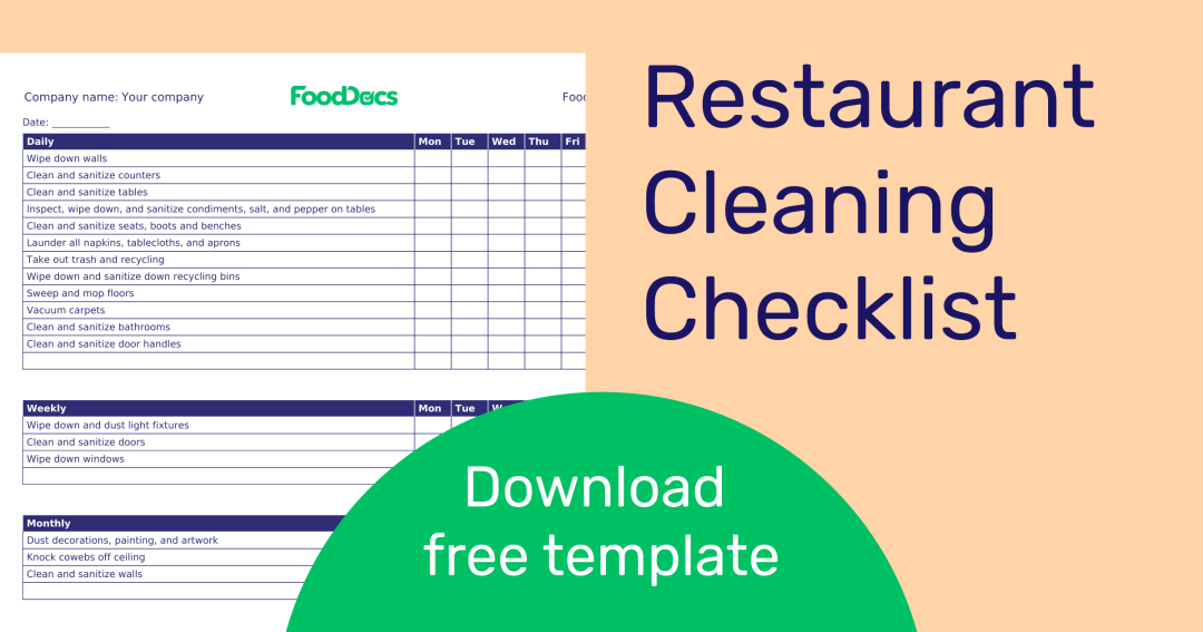 Picture of: Restaurant Cleaning Checklist  Download Free Template